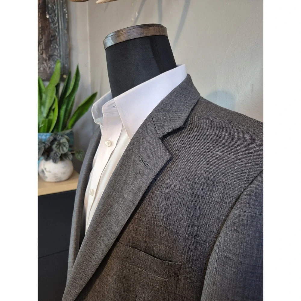 Joseph & Feiss Mens Sports Coat 44L Gray Wool 2 Button Blazer Jacket